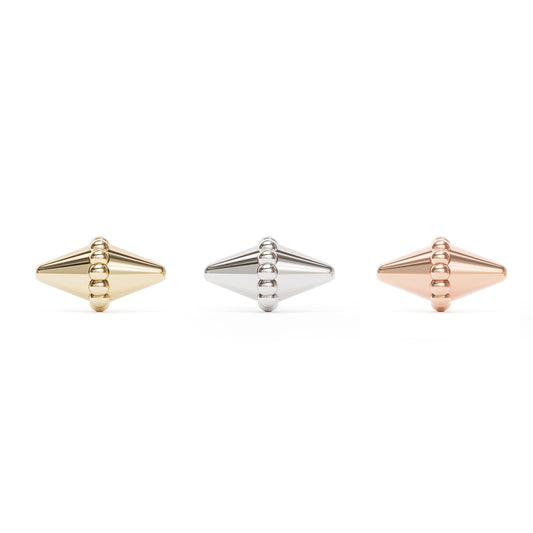 14K Gold Beaded Spike Threadless End