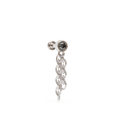 14K Gold Black Diamond Chain Dangle Stud