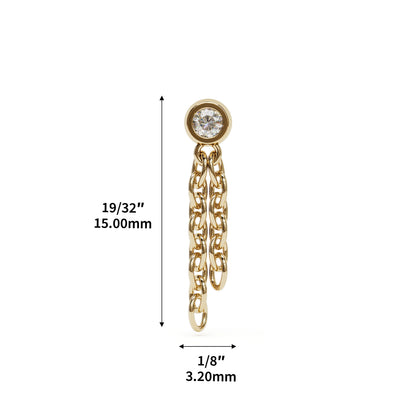 14K Gold Diamond Chain Dangle Threadless End