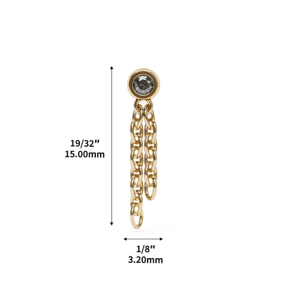 14K Gold Black Diamond Chain Dangle Threadless End