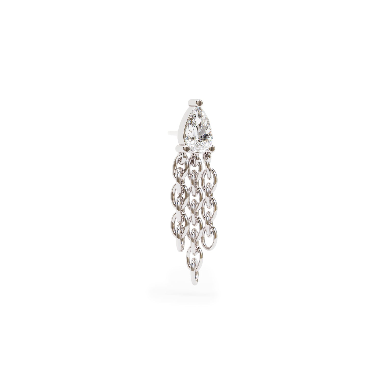 14K Gold Pear-Shape Diamond Chain Dangle Threadless End
