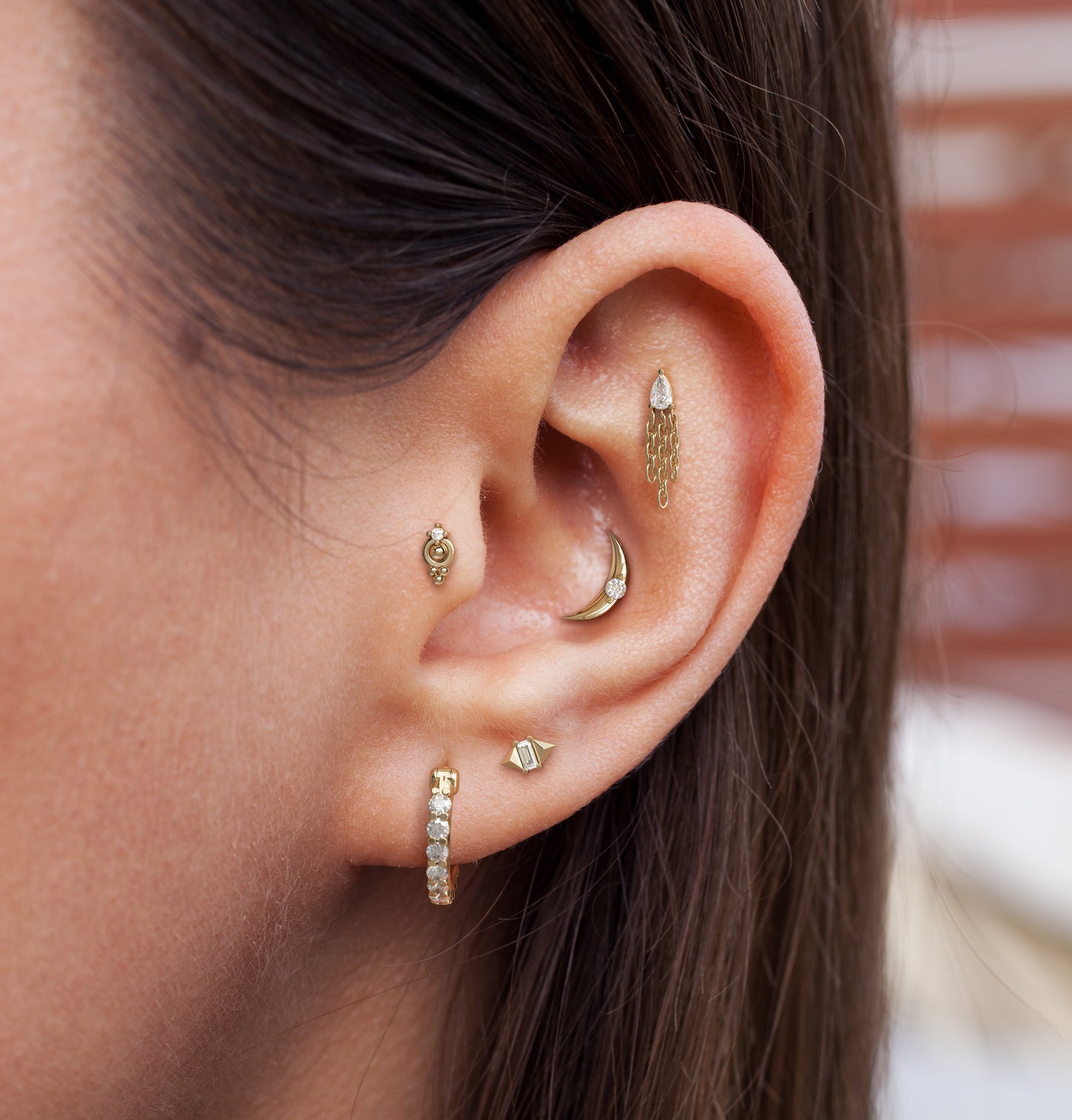 14K Gold Pear-Shape Diamond Chain Dangle Threadless End