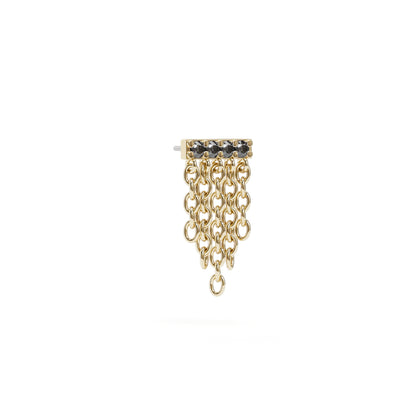 14K Gold Black Diamond Bar Chain Dangle Threadless End