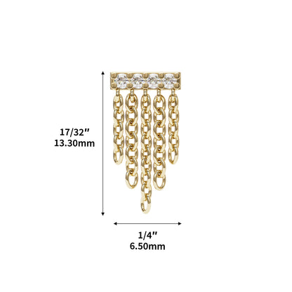 14K Gold Diamond Bar Chain Dangle Threadless End