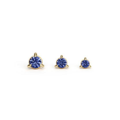 14K Gold 3-Prong Sapphire Threadless End