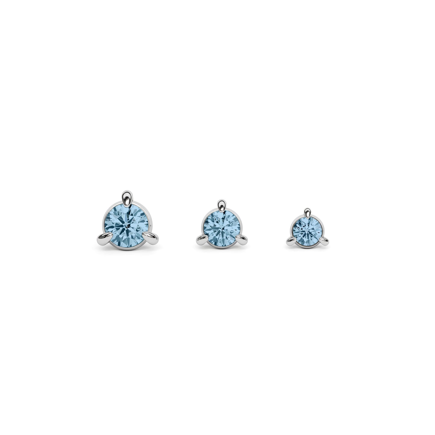 14K Gold 3-Prong Blue Topaz Threadless End