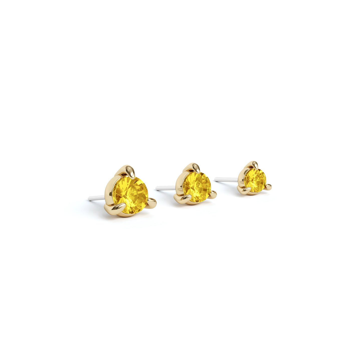 14K Gold 3-Prong Citrine Threadless End
