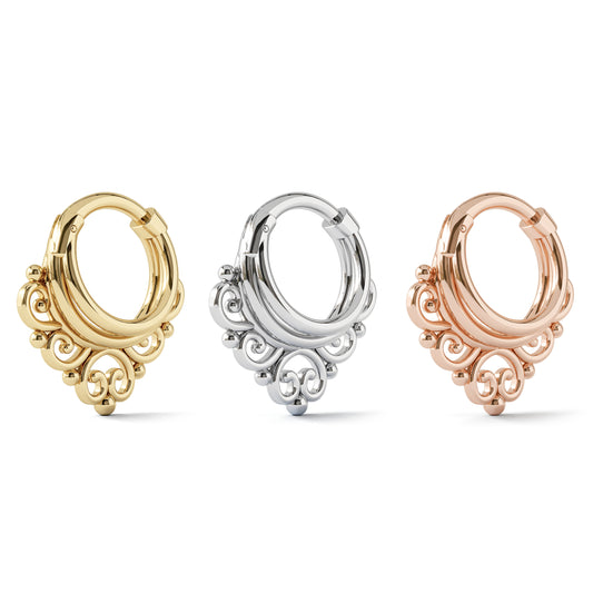 Solid Gold Stacked Tribal Clicker Hoop
