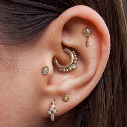 14K Gold Diamond Dreamcatcher Dangle Threadless End