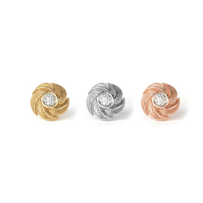 14K Gold Diamond Spiral Feather Threadless End