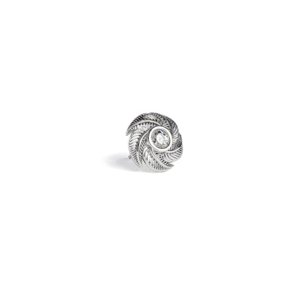 14K Gold Diamond Spiral Feather Threadless End