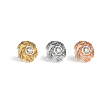 14K Gold Diamond Spiral Feather Threadless End