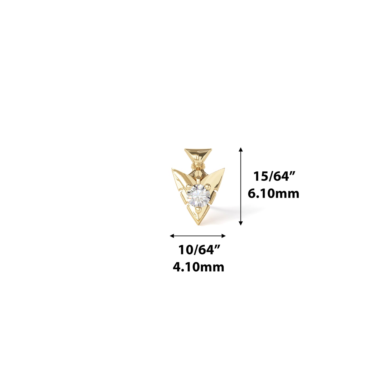 14K Gold Diamond Arrowhead Threadless End