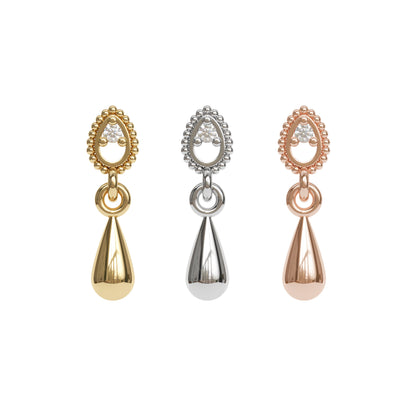 14K Gold Diamond Teardrop Dangle Threadless End