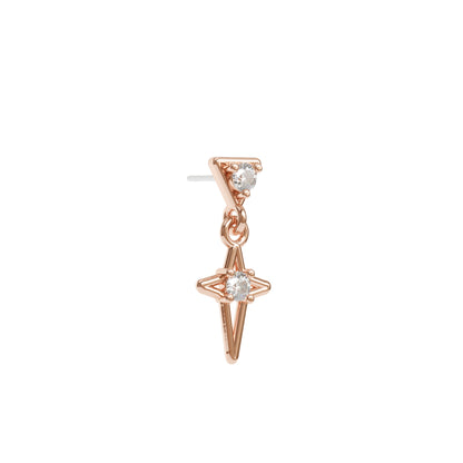 14K Gold Diamond Four Point Star Dangle Threadless End