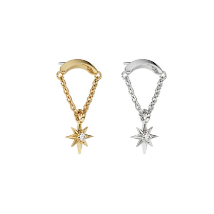 14K Gold Diamond Starburst Chain Threadless End