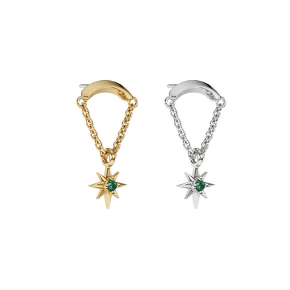 14K Gold Emerald Starburst Chain Threadless End
