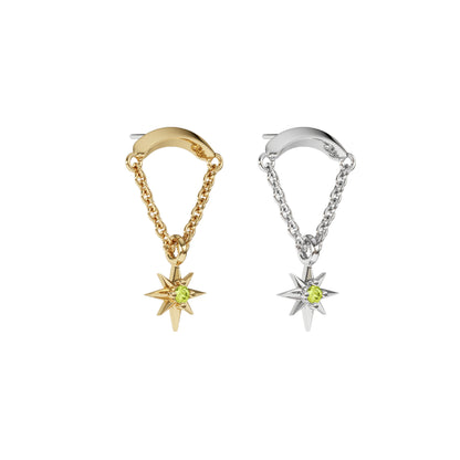 14K Gold Peridot Starburst Chain Threadless End