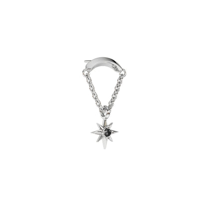 14K Gold Black Diamond Starburst Chain Threadless End