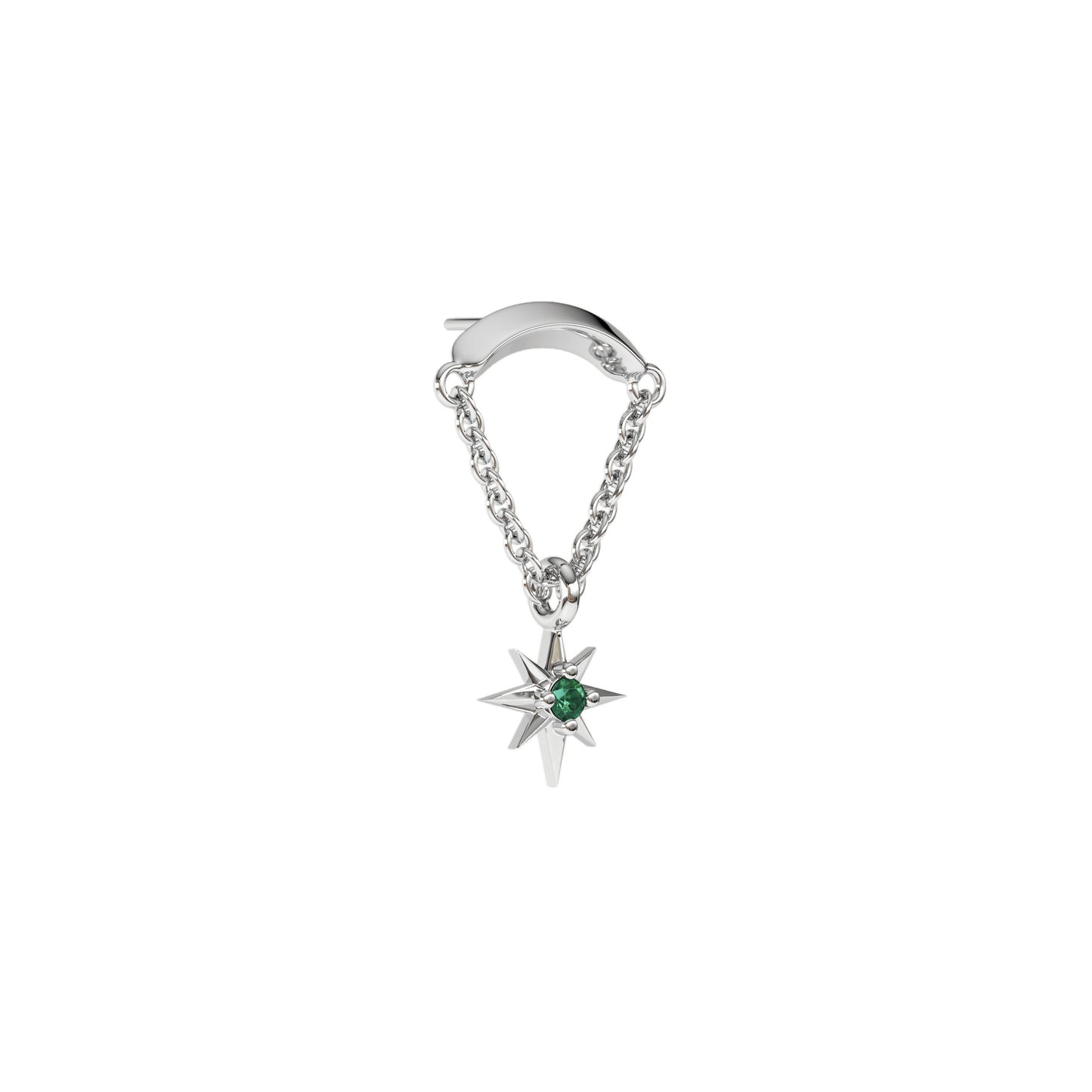14K Gold Emerald Starburst Chain Threadless End