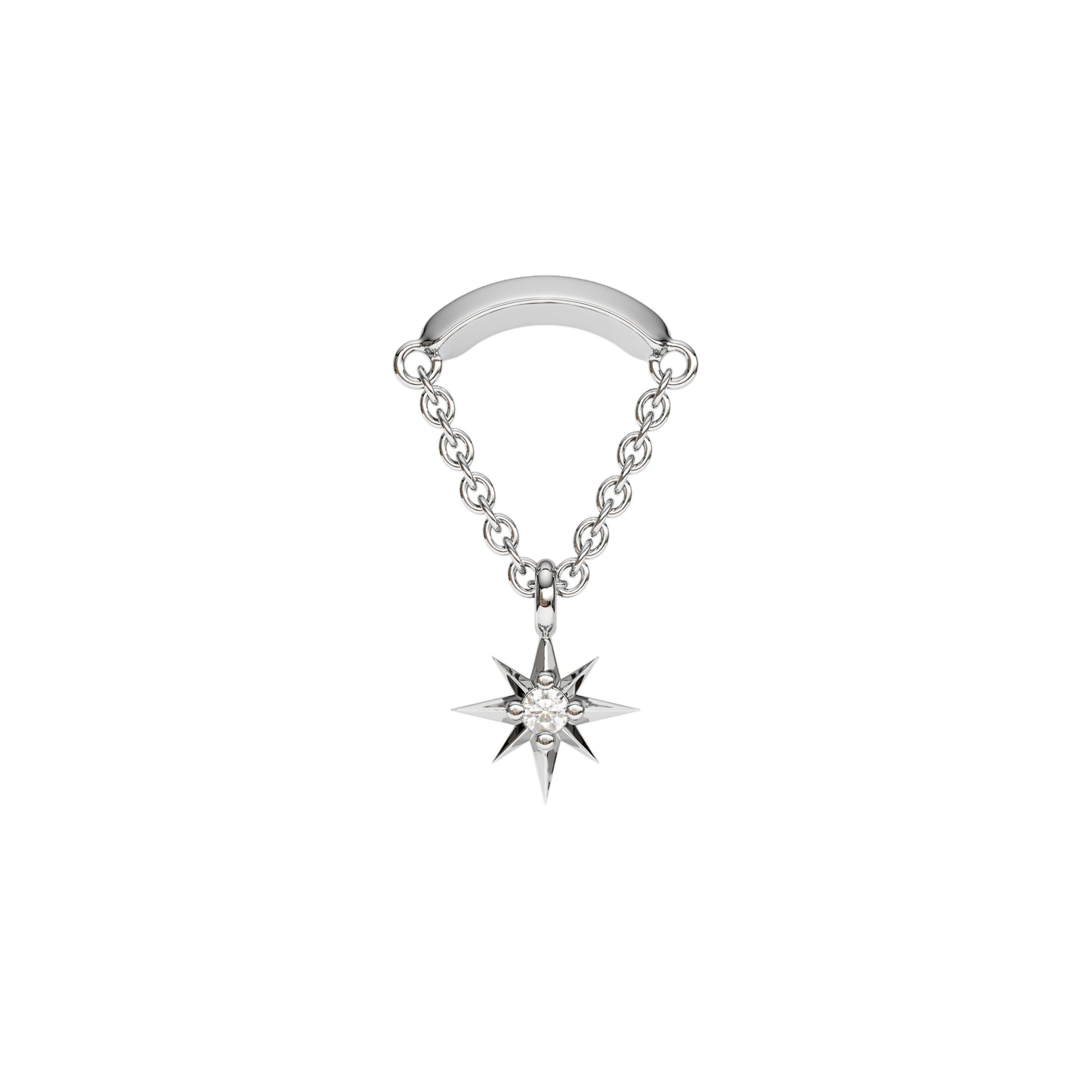 14K Gold Diamond Starburst Chain Threadless End