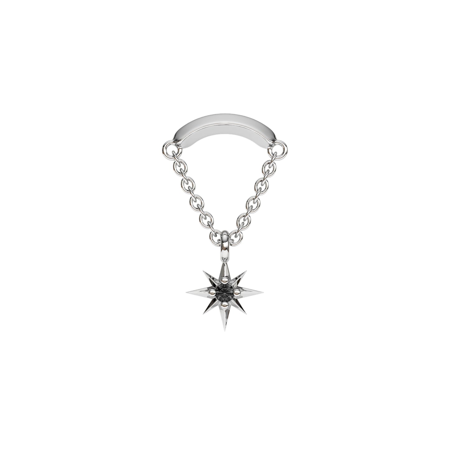 14K Gold Black Diamond Starburst Chain Threadless End