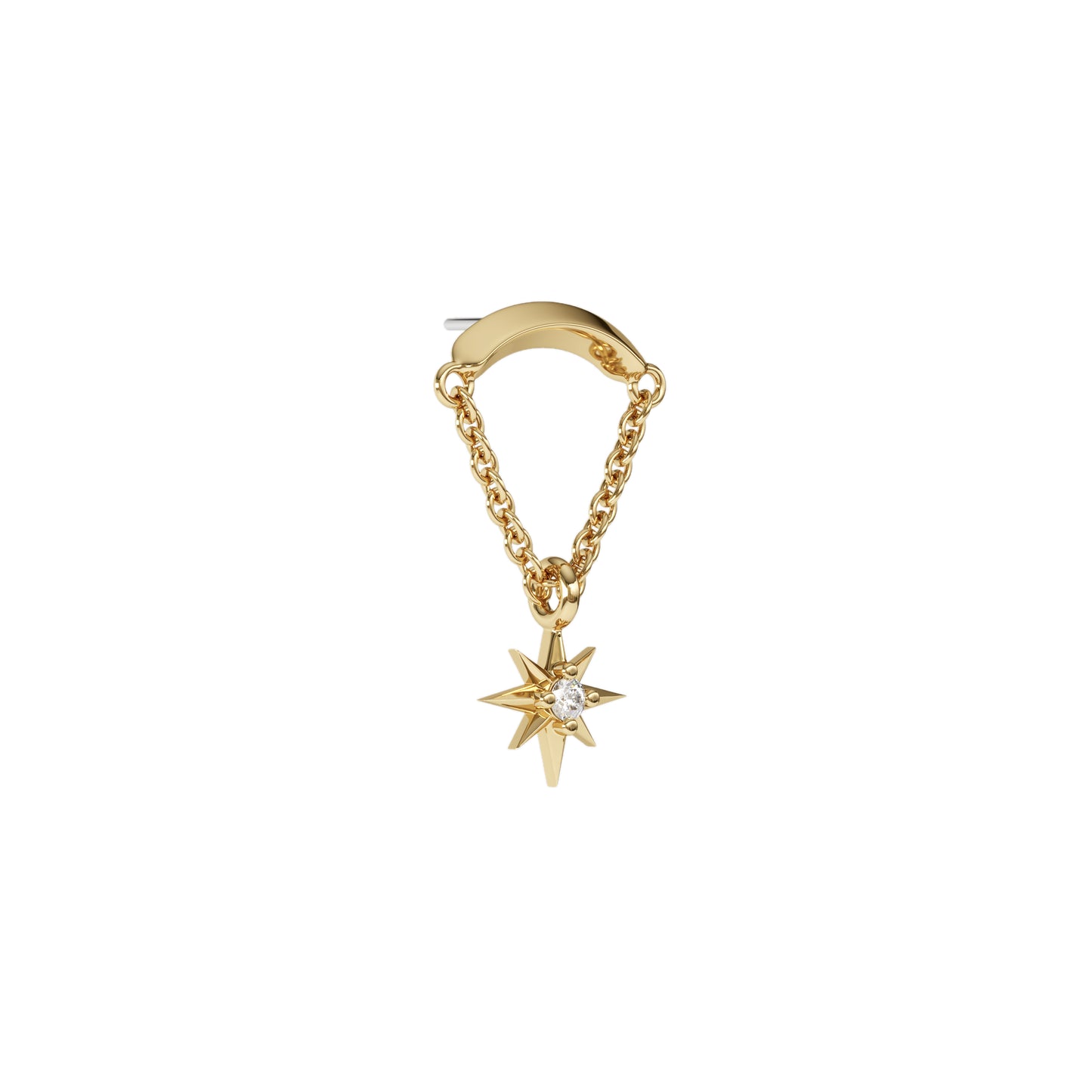 14K Gold Diamond Starburst Chain Threadless End
