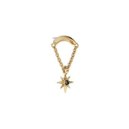 14K Gold Black Diamond Starburst Chain Threadless End