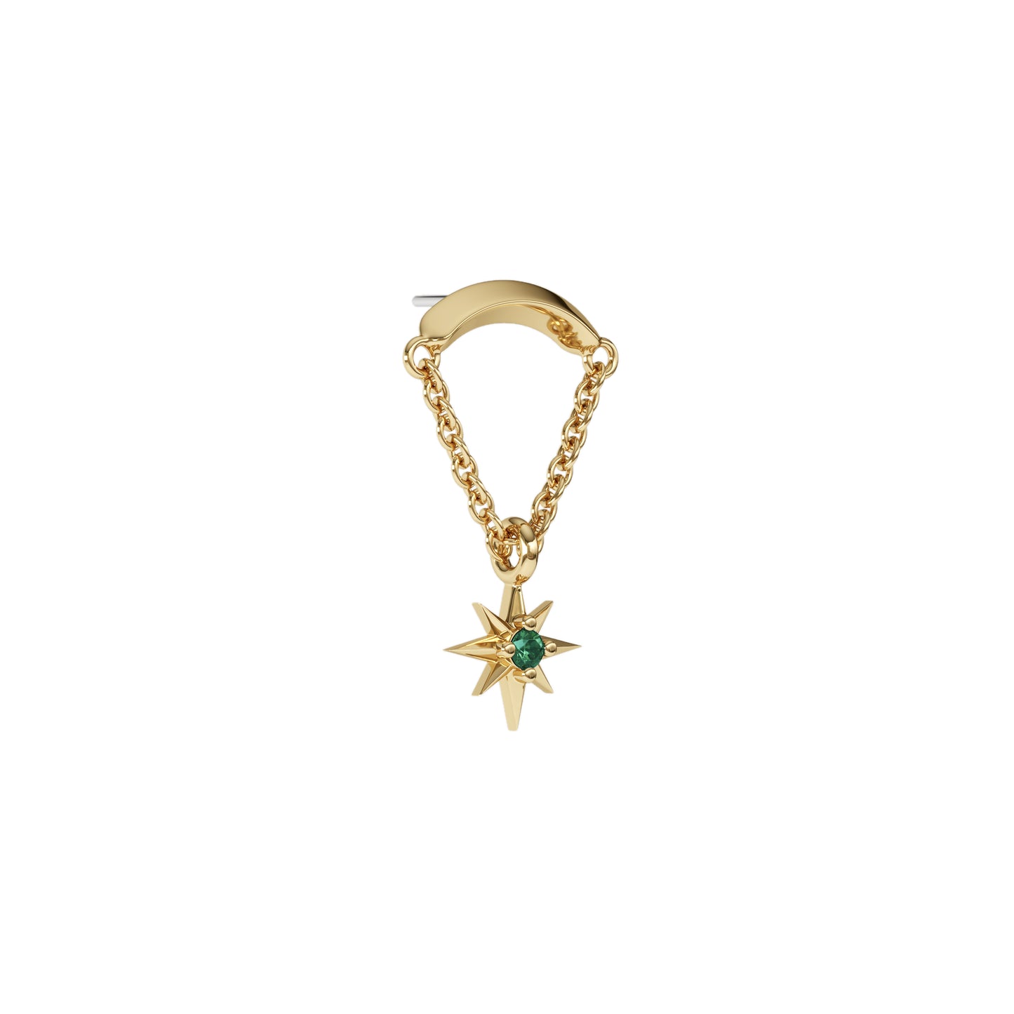 14K Gold Emerald Starburst Chain Threadless End