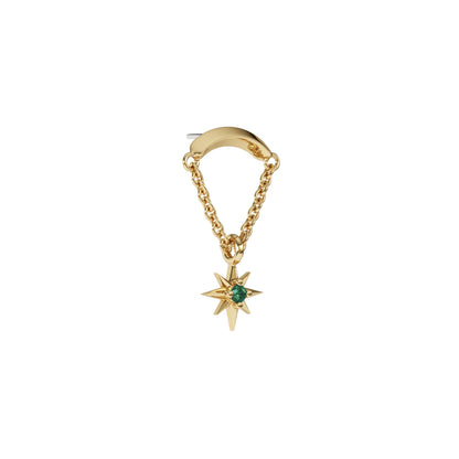 14K Gold Emerald Starburst Chain Threadless End