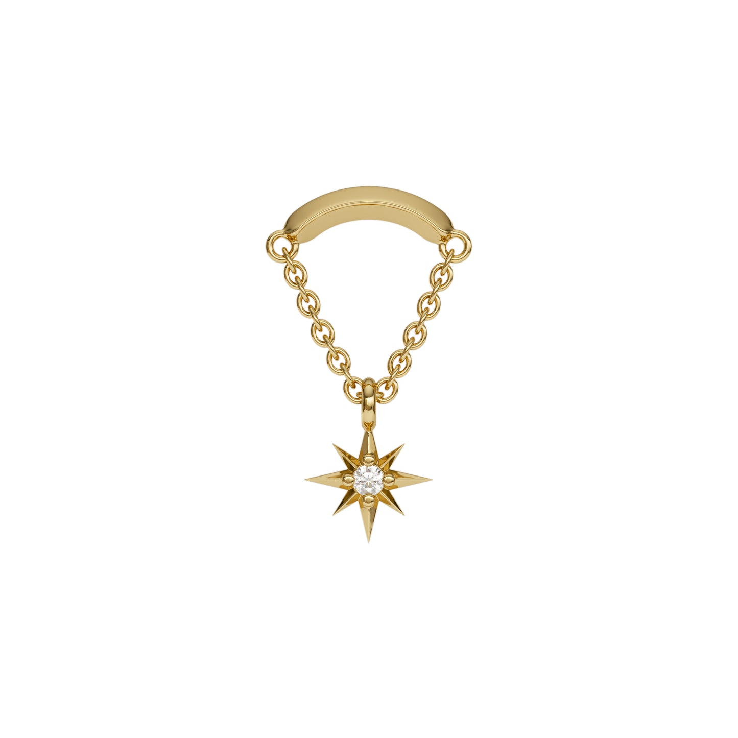 14K Gold Diamond Starburst Chain Threadless End