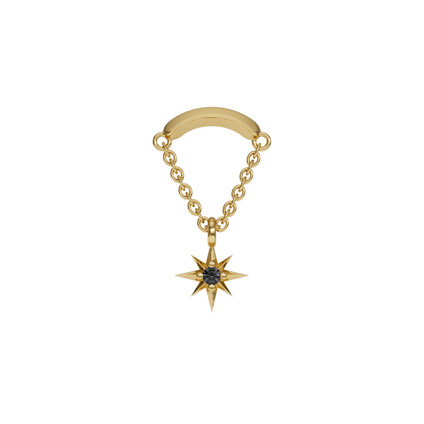 14K Gold Black Diamond Starburst Chain Threadless End