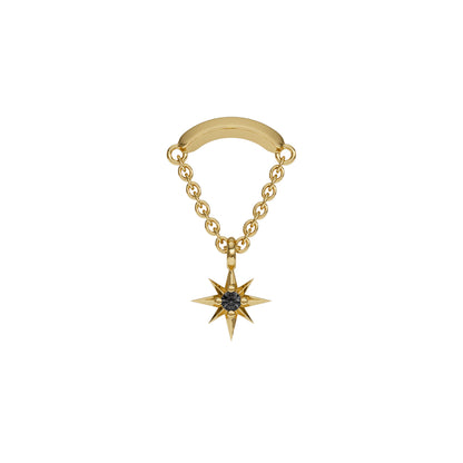 14K Gold Black Diamond Starburst Chain Threadless End