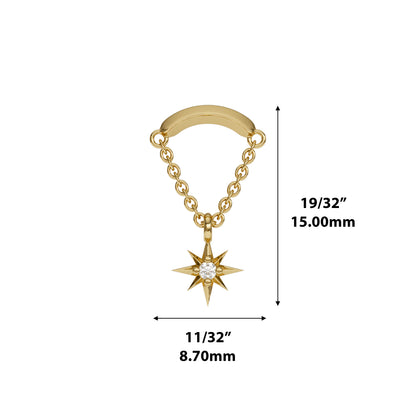 14K Gold Diamond Starburst Chain Threadless End