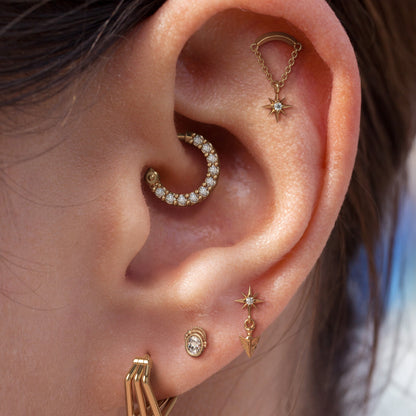 14K Gold Diamond Starburst Chain Threadless End