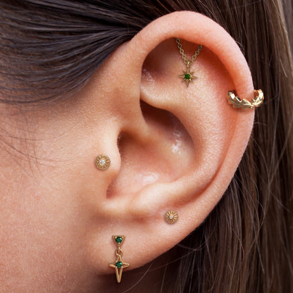14K Gold Emerald Starburst Chain Threadless End