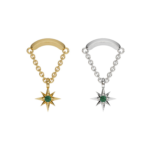 14K Gold Emerald Starburst Chain Threadless End