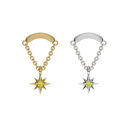 14K Gold Peridot Starburst Chain Threadless End