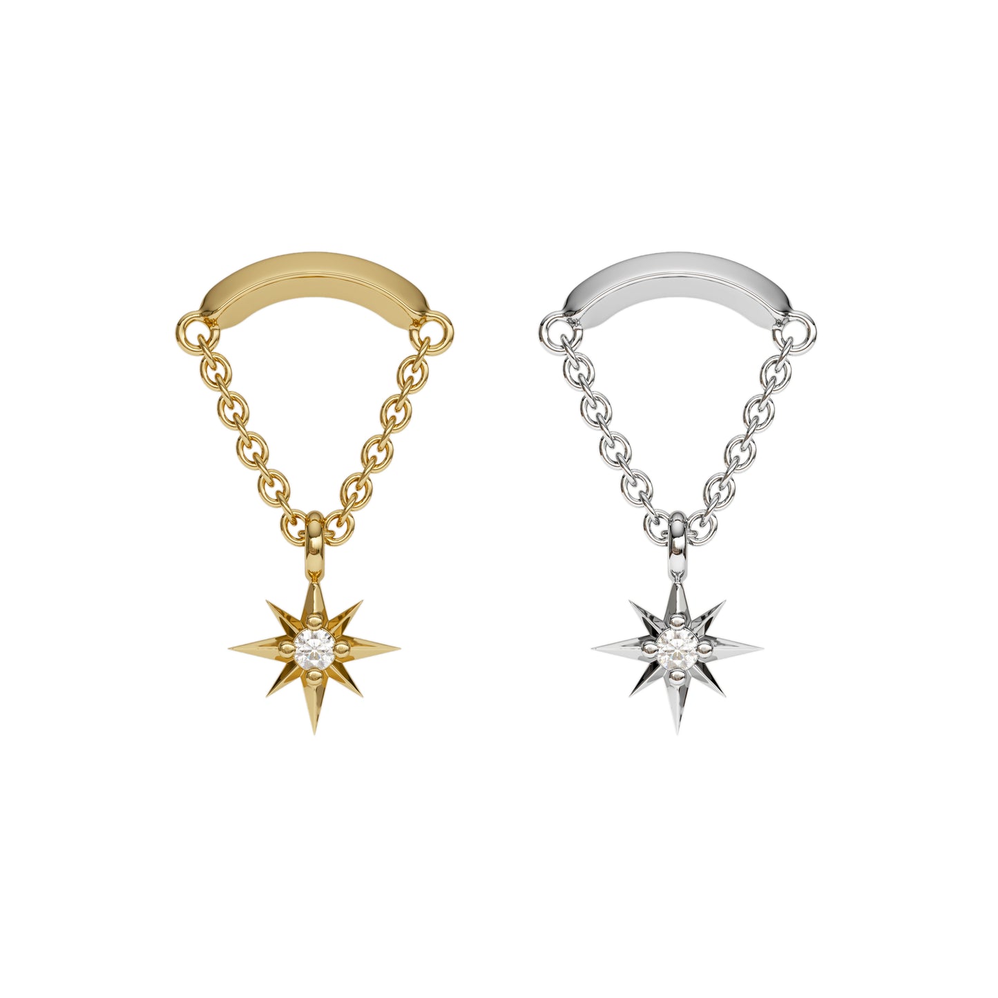 14K Gold Diamond Starburst Chain Threadless End