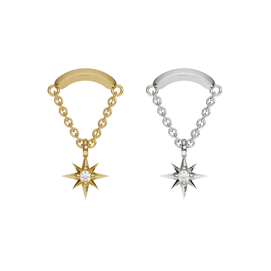 14K Gold Diamond Starburst Chain Threadless End