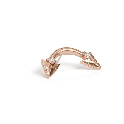 14K Gold Diamond Curved Arrowhead Threadless End