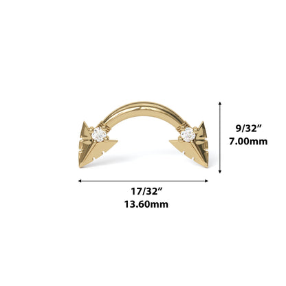 14K Gold Diamond Curved Arrowhead Threadless End