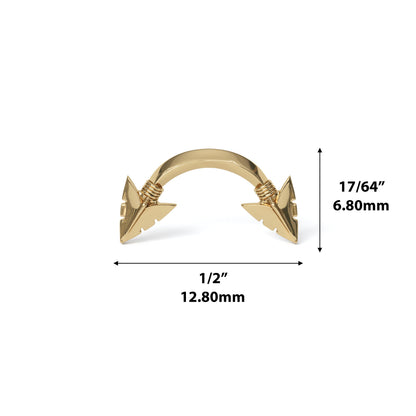 14K Gold Curved Arrowhead Threadless End