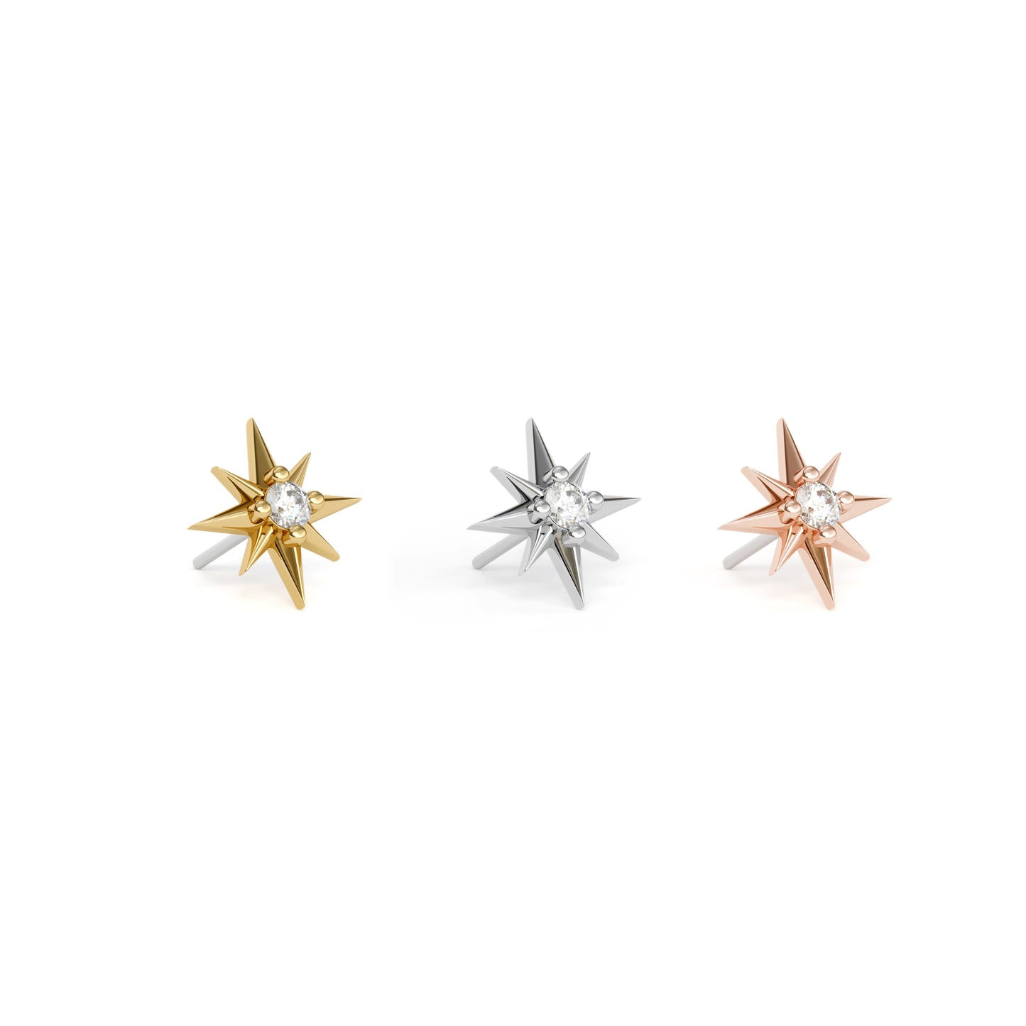 14K Gold Diamond Starburst Threadless End