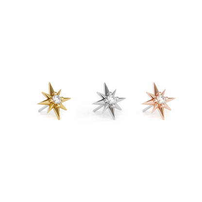 14K Gold Diamond Starburst Threadless End