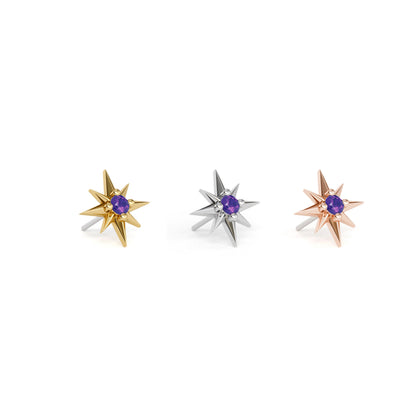 14K Gold Amethyst Starburst Threadless End