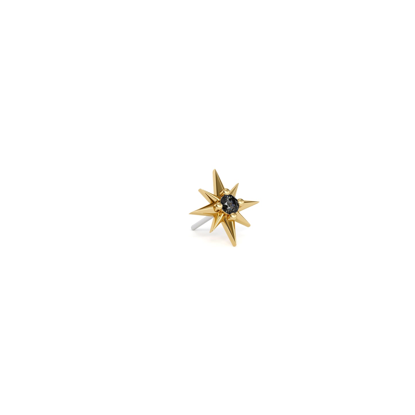 14K Gold Black Diamond Starburst Threadless End