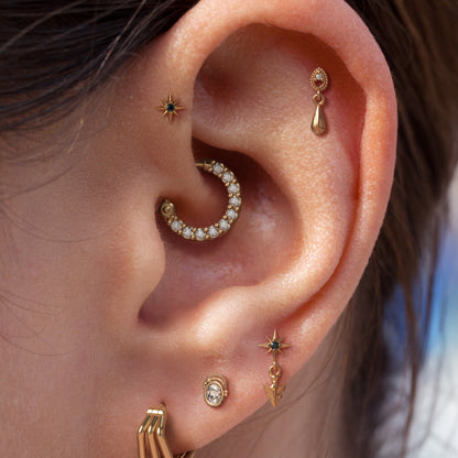 14K Gold Black Diamond Starburst Threadless End