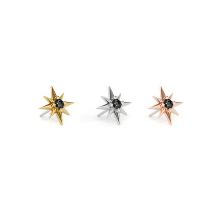 14K Gold Black Diamond Starburst Threadless End
