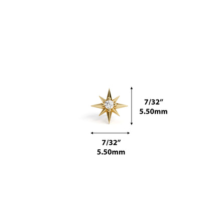 14K Gold Diamond Starburst Threadless End